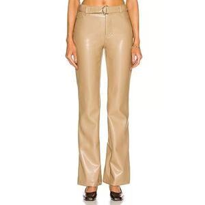Nicholas Arya Vegan Leather 90s Five Pocket Pant Size 6 Fog Beige‎ Belted Modern